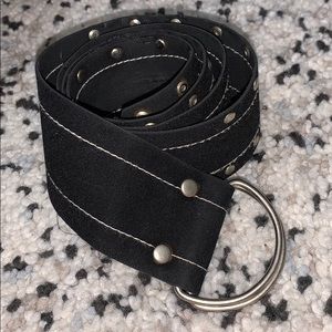 Black silver studded D-ring belt
